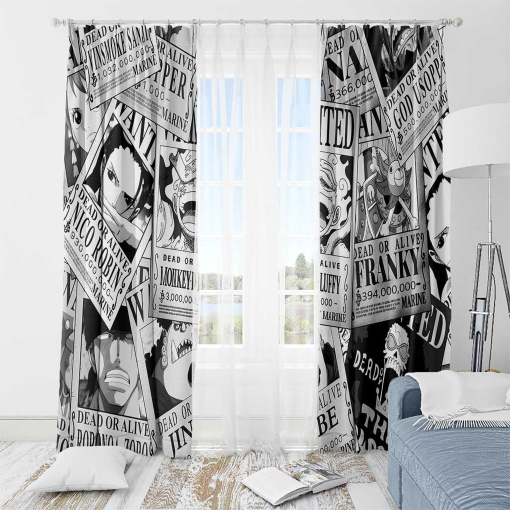 Straw Hat Wanted Pattern One Piece Window Curtain Anime Mix Manga Style