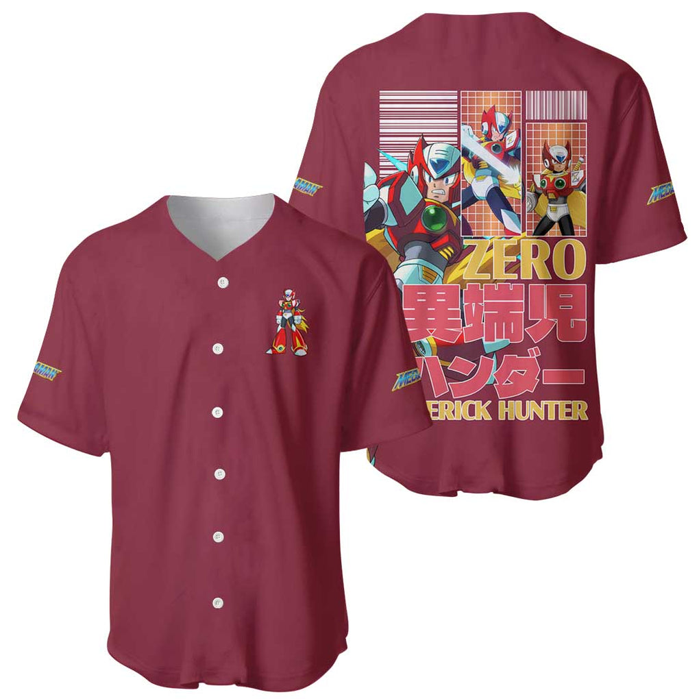 Zero Mega Man Baseball Jersey Anime Style