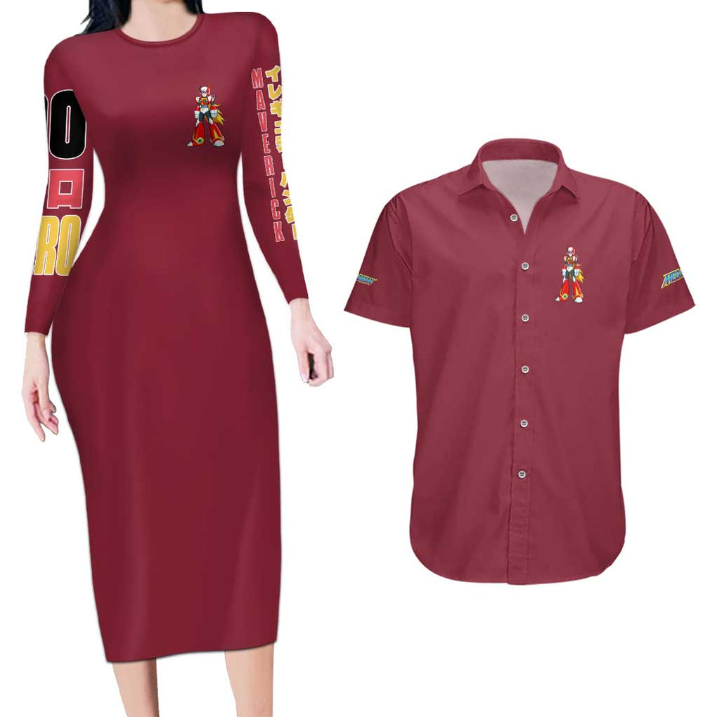 Zero Mega Man Couples Matching Long Sleeve Bodycon Dress and Hawaiian Shirt Anime Style