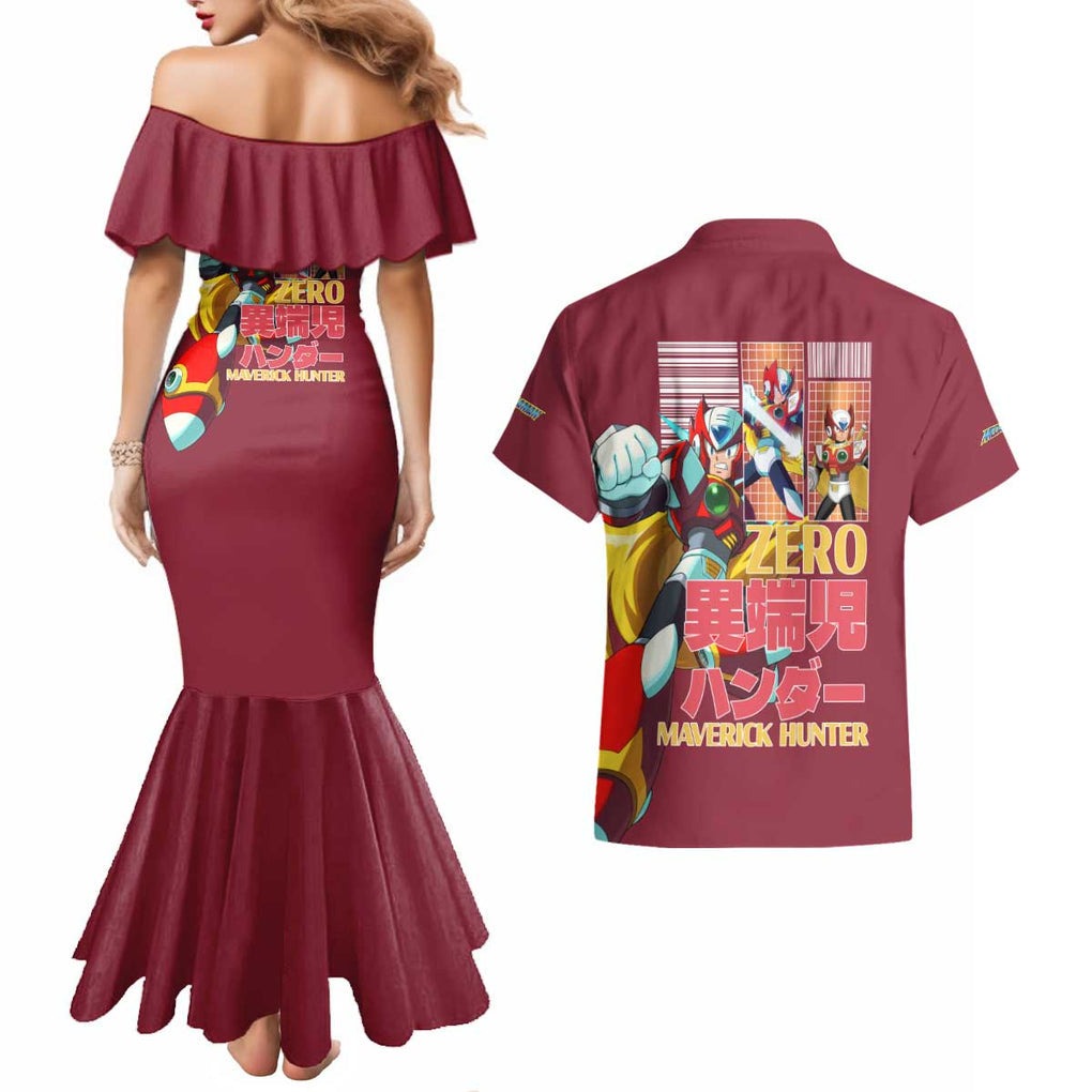 Zero Mega Man Couples Matching Mermaid Dress and Hawaiian Shirt Anime Style