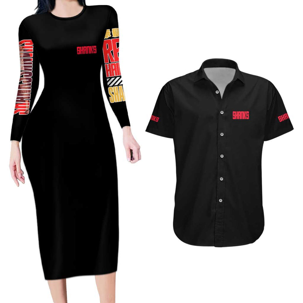 Shanks V2 One Piece Couples Matching Long Sleeve Bodycon Dress and Hawaiian Shirt Anime Style
