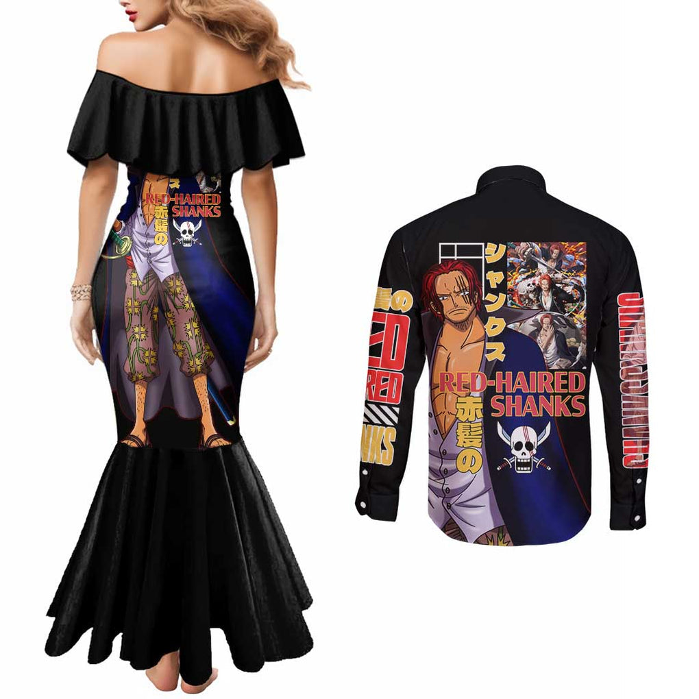 Shanks V2 One Piece Couples Matching Mermaid Dress and Long Sleeve Button Shirt Anime Style