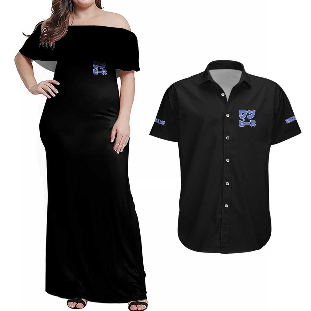 Trafalgar D. Law V3 One Piece Couples Matching Off Shoulder Maxi Dress and Hawaiian Shirt Anime Style