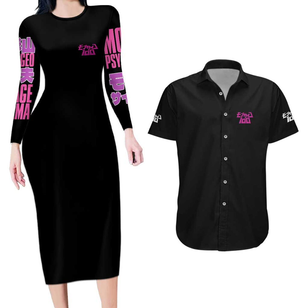 Shigeo Kageyama V3 Mob Psycho 100 Couples Matching Long Sleeve Bodycon Dress and Hawaiian Shirt Anime Style