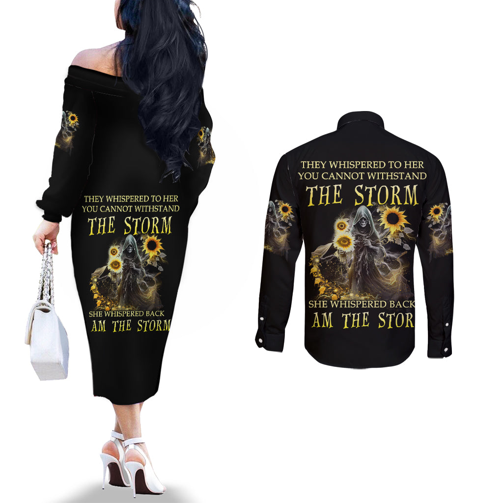 i-am-the-storm-reaper-sunflower-roses-wings-couples-matching-off-the-shoulder-long-sleeve-dress-and-long-sleeve-button-shirt
