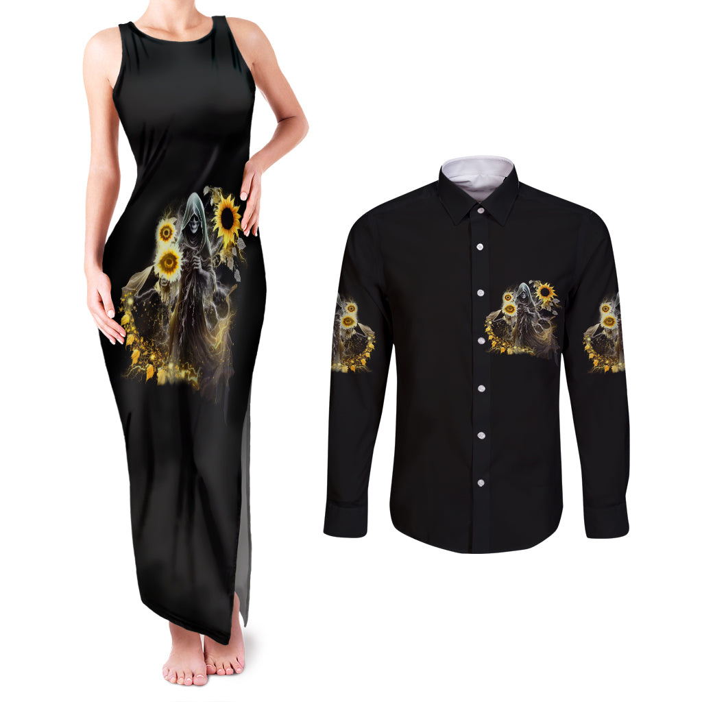 i-am-the-storm-reaper-sunflower-roses-wings-couples-matching-tank-maxi-dress-and-long-sleeve-button-shirt