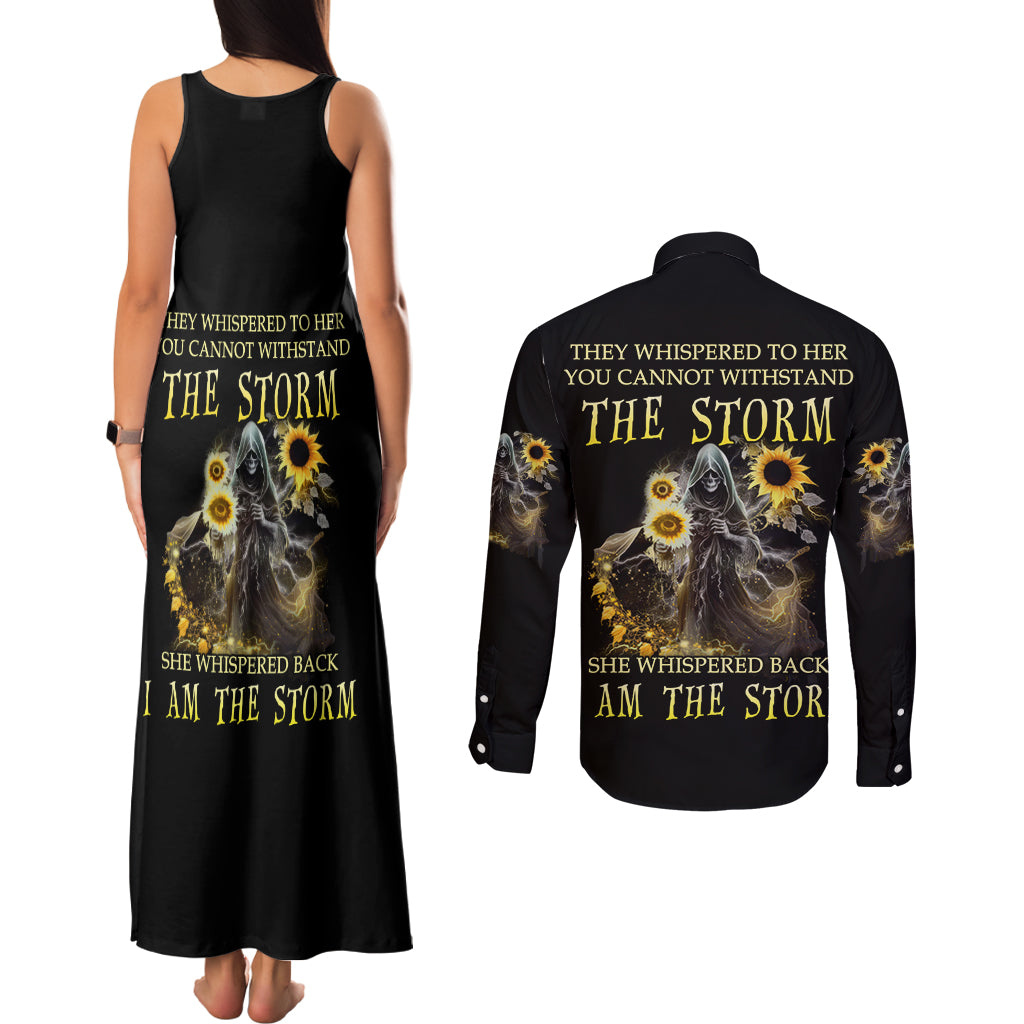 i-am-the-storm-reaper-sunflower-roses-wings-couples-matching-tank-maxi-dress-and-long-sleeve-button-shirt