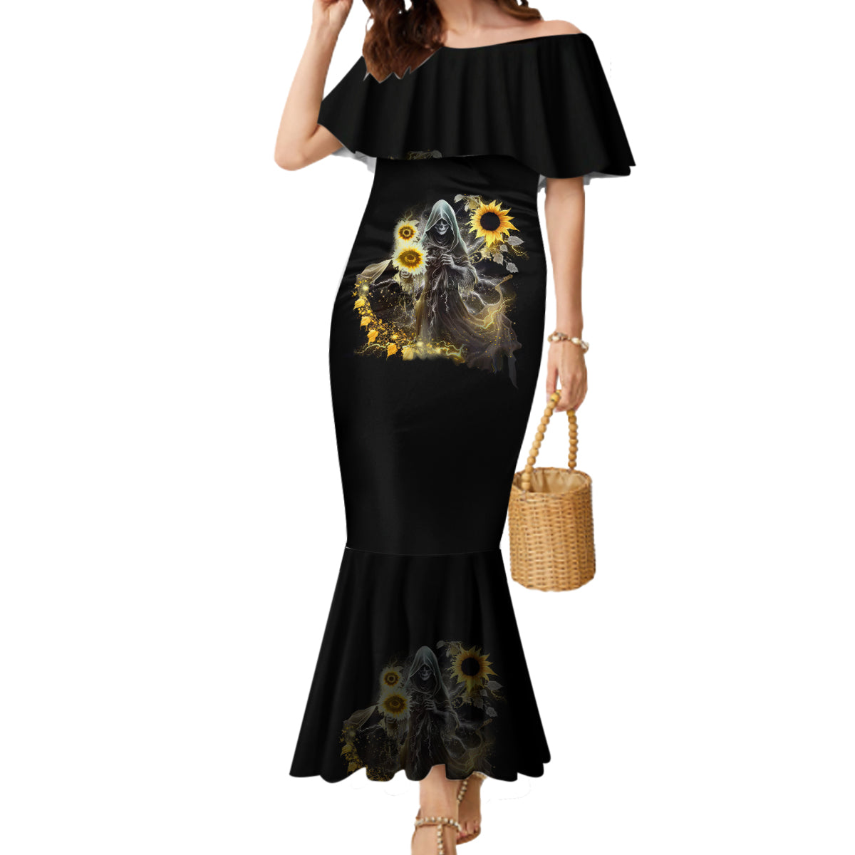i-am-the-storm-reaper-sunflower-roses-wings-mermaid-dress