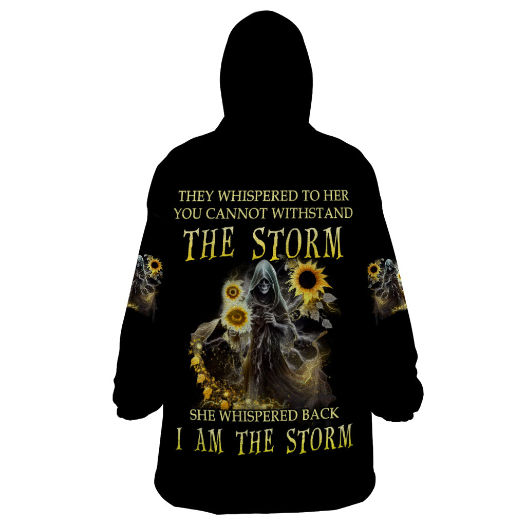 I Am The Storm Reaper Sunflower Roses Wings Wearable Blanket Hoodie TS04