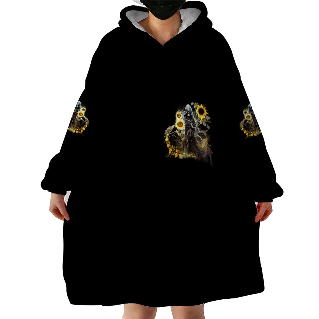 I Am The Storm Reaper Sunflower Roses Wings Wearable Blanket Hoodie TS04
