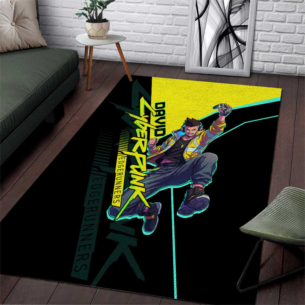 David Martinez Cyberpunk Edgerunners Area Rug Futuristic Neon Anime Style