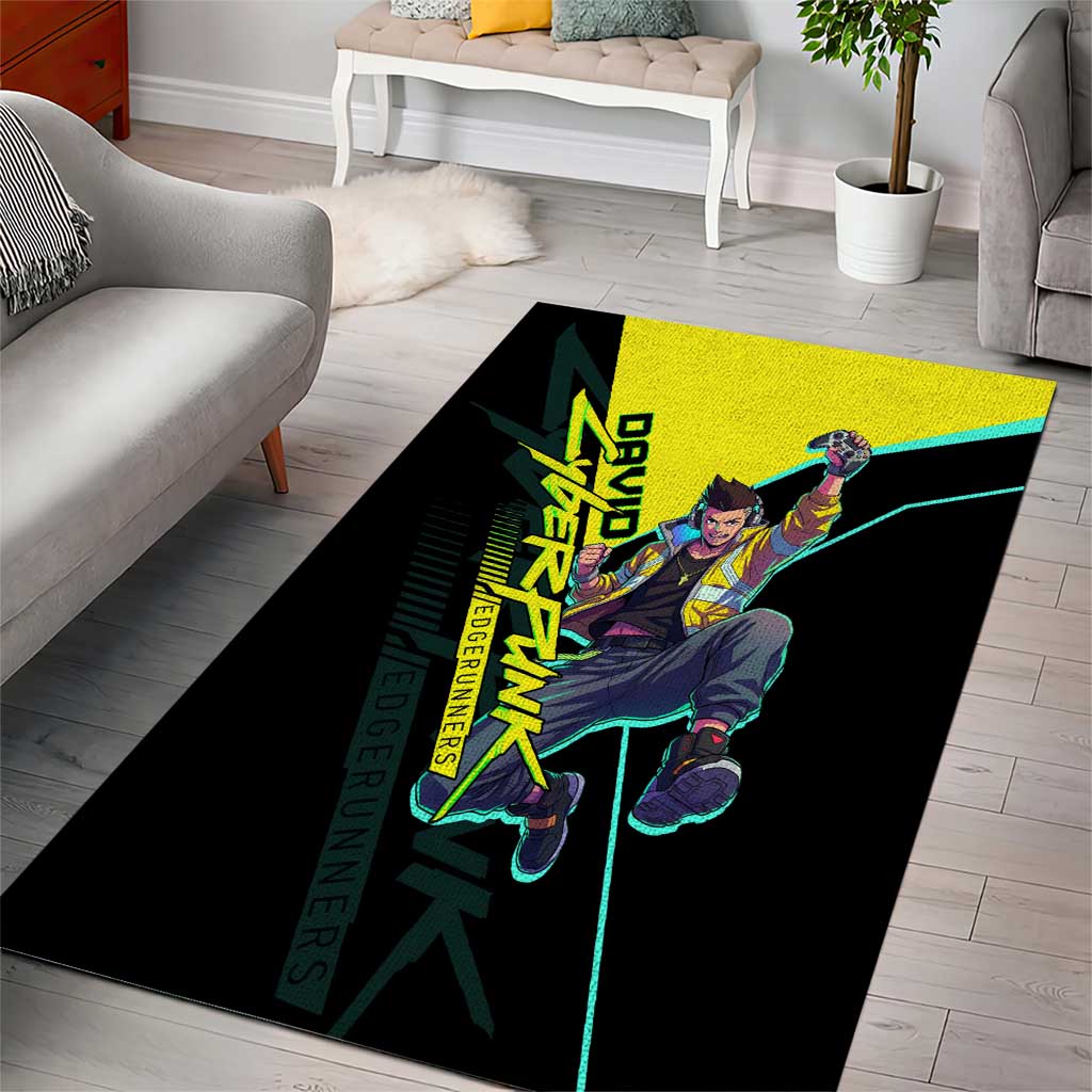 David Martinez Cyberpunk Edgerunners Area Rug Futuristic Neon Anime Style