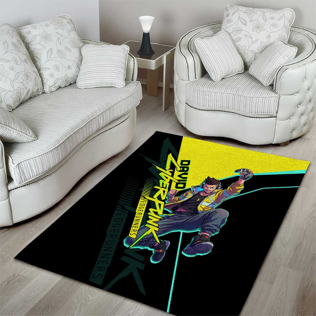 David Martinez Cyberpunk Edgerunners Area Rug Futuristic Neon Anime Style