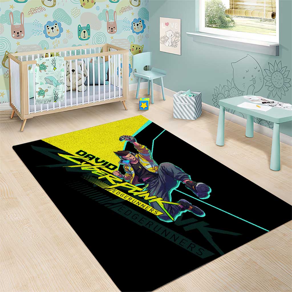 David Martinez Cyberpunk Edgerunners Area Rug Futuristic Neon Anime Style