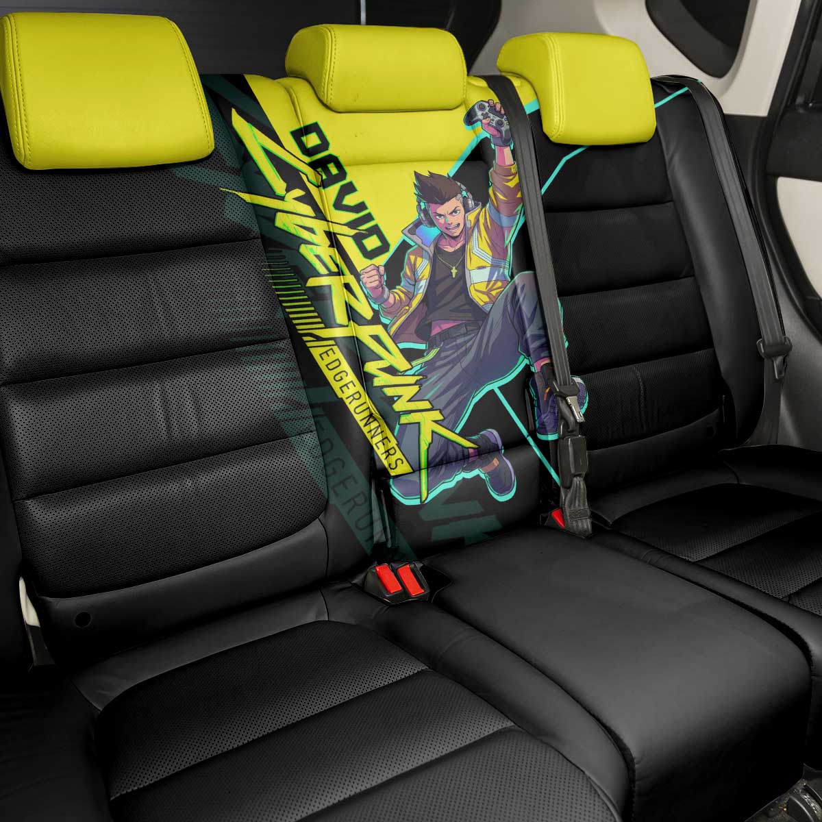 David Martinez Cyberpunk Edgerunners Back Car Seat Cover Futuristic Neon Anime Style
