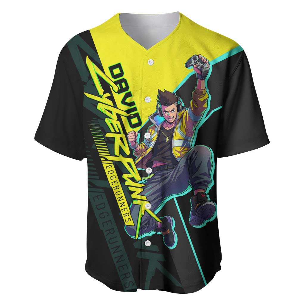 David Martinez Cyberpunk Edgerunners Baseball Jersey Futuristic Neon Anime Style