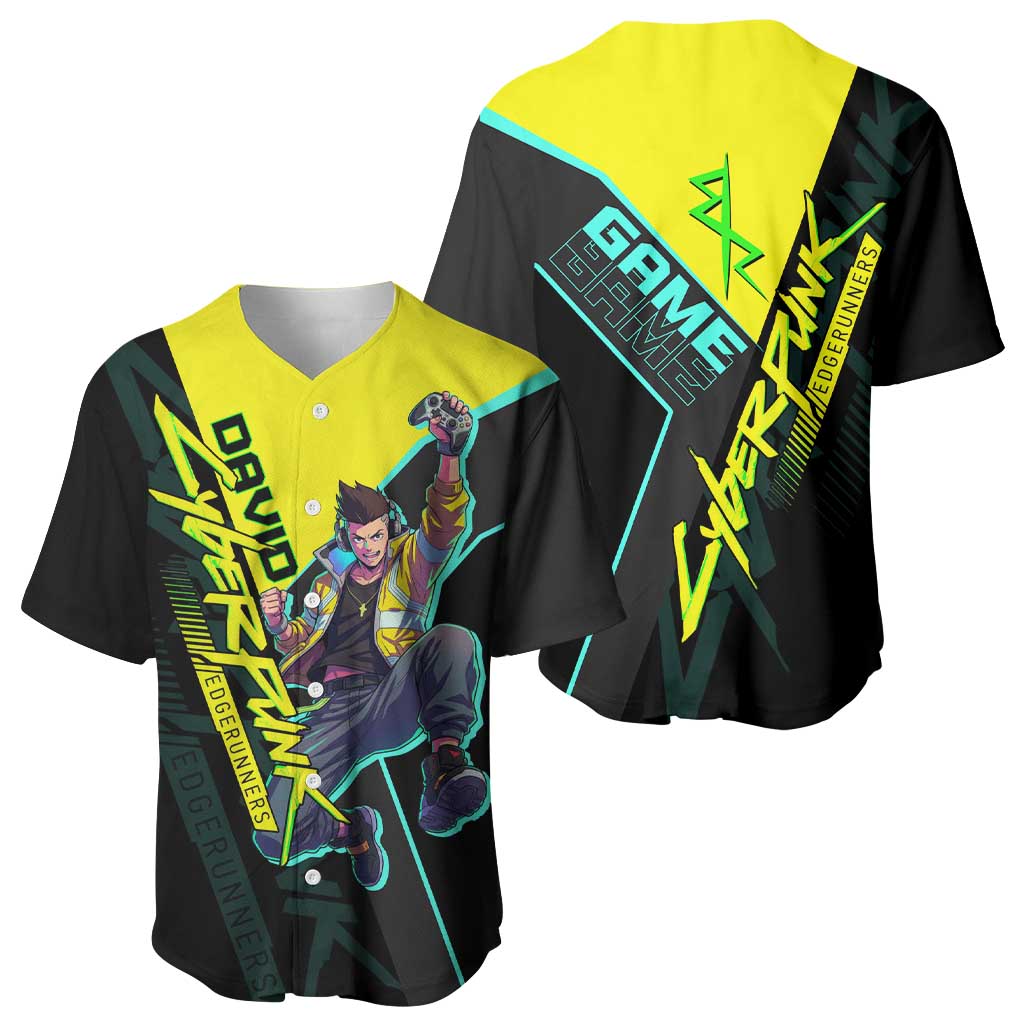 David Martinez Cyberpunk Edgerunners Baseball Jersey Futuristic Neon Anime Style