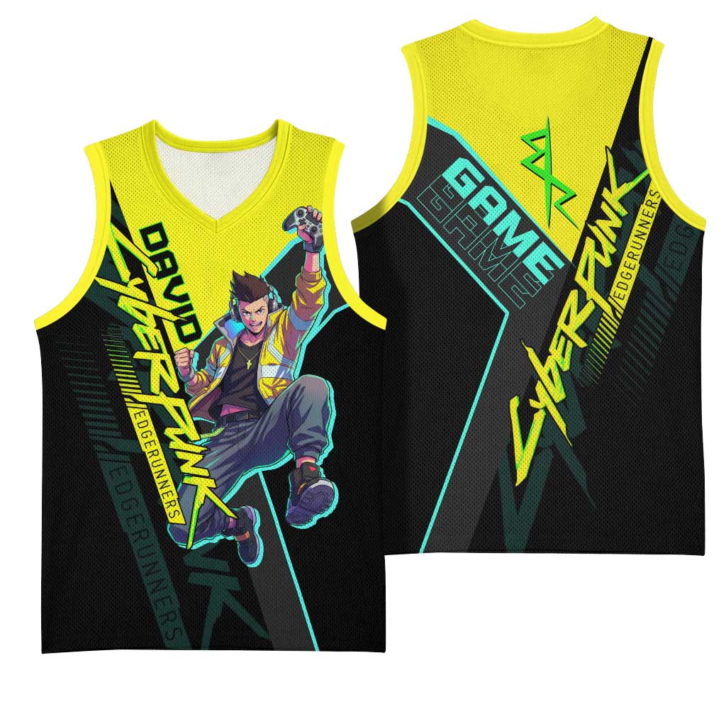 David Martinez Cyberpunk Edgerunners Basketball Jersey Futuristic Neon Anime Style
