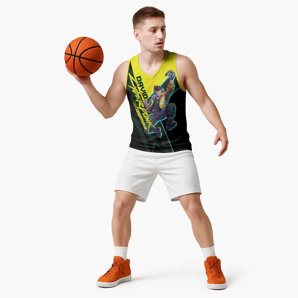 David Martinez Cyberpunk Edgerunners Basketball Jersey Futuristic Neon Anime Style