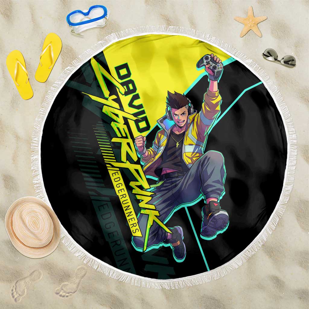 David Martinez Cyberpunk Edgerunners Beach Blanket Futuristic Neon Anime Style
