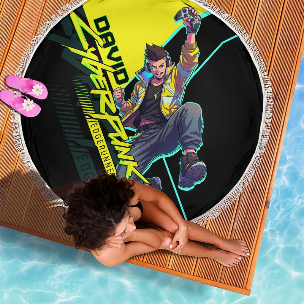 David Martinez Cyberpunk Edgerunners Beach Blanket Futuristic Neon Anime Style