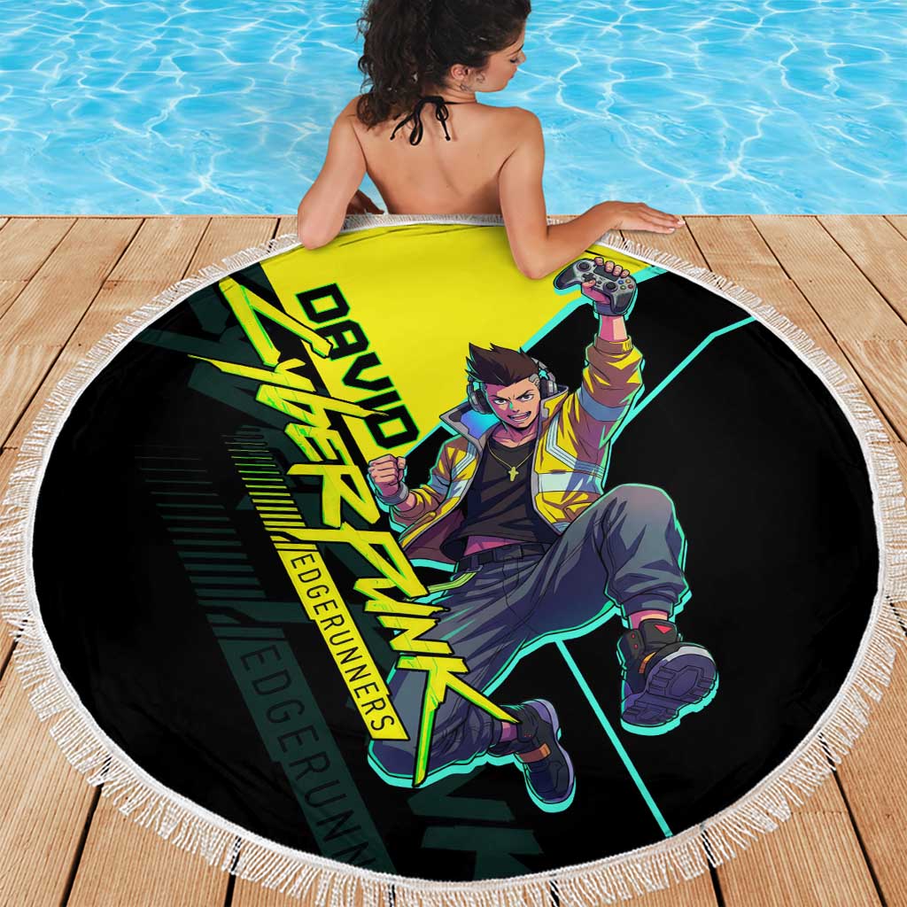 David Martinez Cyberpunk Edgerunners Beach Blanket Futuristic Neon Anime Style