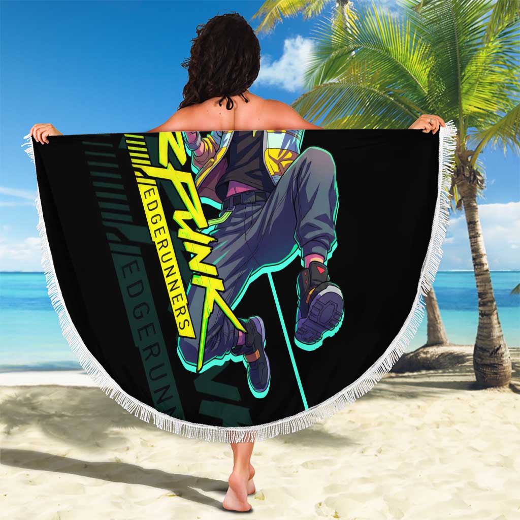David Martinez Cyberpunk Edgerunners Beach Blanket Futuristic Neon Anime Style