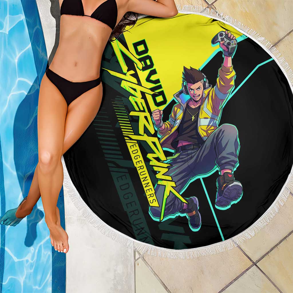 David Martinez Cyberpunk Edgerunners Beach Blanket Futuristic Neon Anime Style
