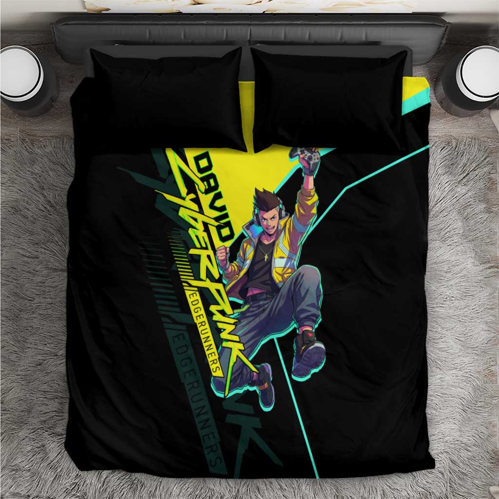 David Martinez Cyberpunk Edgerunners Bedding Set Futuristic Neon Anime Style