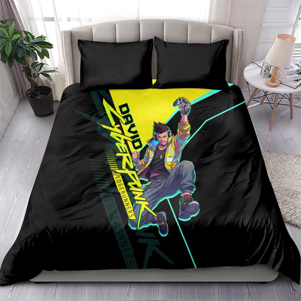 David Martinez Cyberpunk Edgerunners Bedding Set Futuristic Neon Anime Style