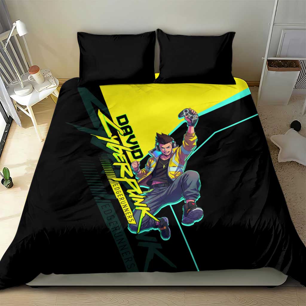 David Martinez Cyberpunk Edgerunners Bedding Set Futuristic Neon Anime Style