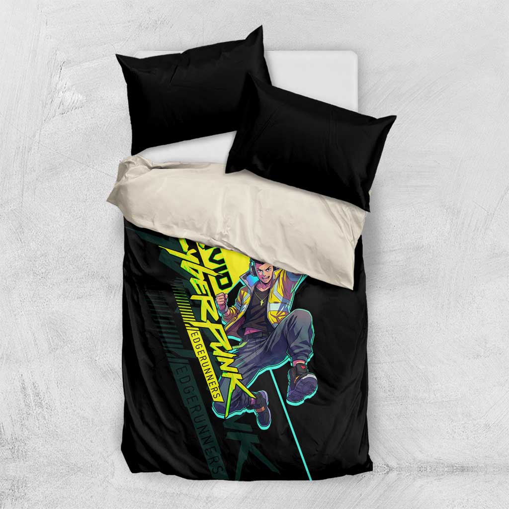 David Martinez Cyberpunk Edgerunners Bedding Set Futuristic Neon Anime Style