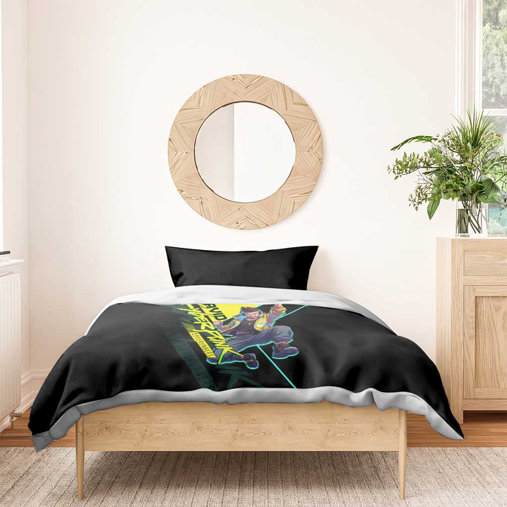 David Martinez Cyberpunk Edgerunners Bedding Set Futuristic Neon Anime Style