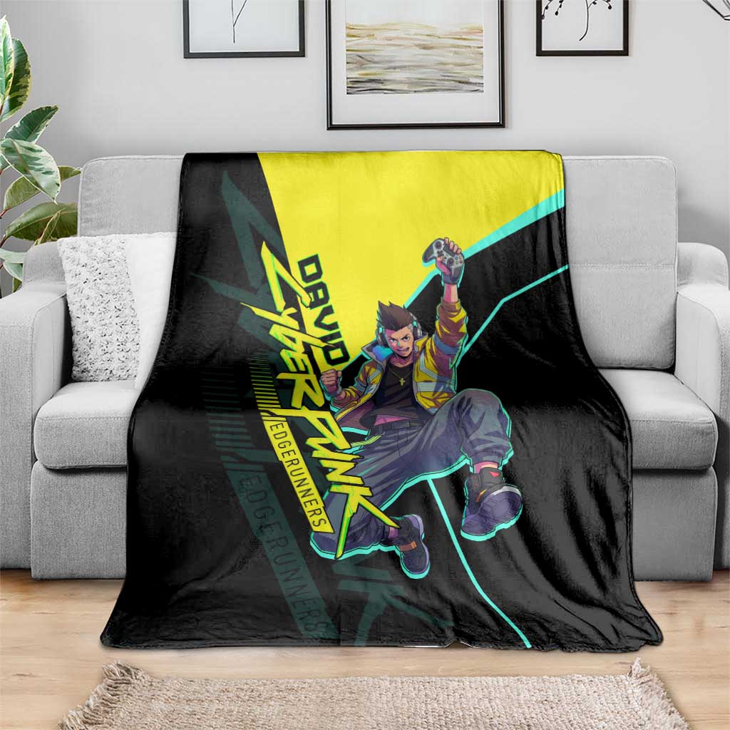 David Martinez Cyberpunk Edgerunners Blanket Futuristic Neon Anime Style