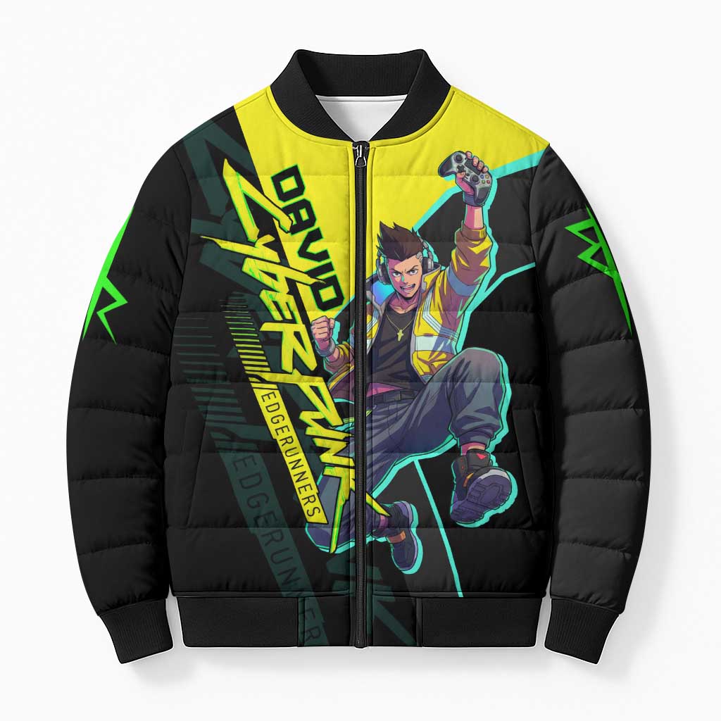 David Martinez Cyberpunk Edgerunners Bomber Puffer Jacket Futuristic Neon Anime Style