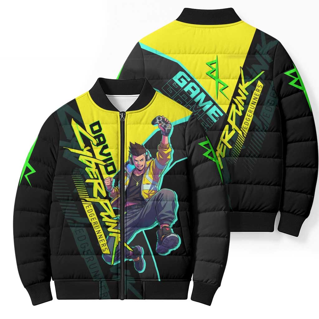 David Martinez Cyberpunk Edgerunners Bomber Puffer Jacket Futuristic Neon Anime Style