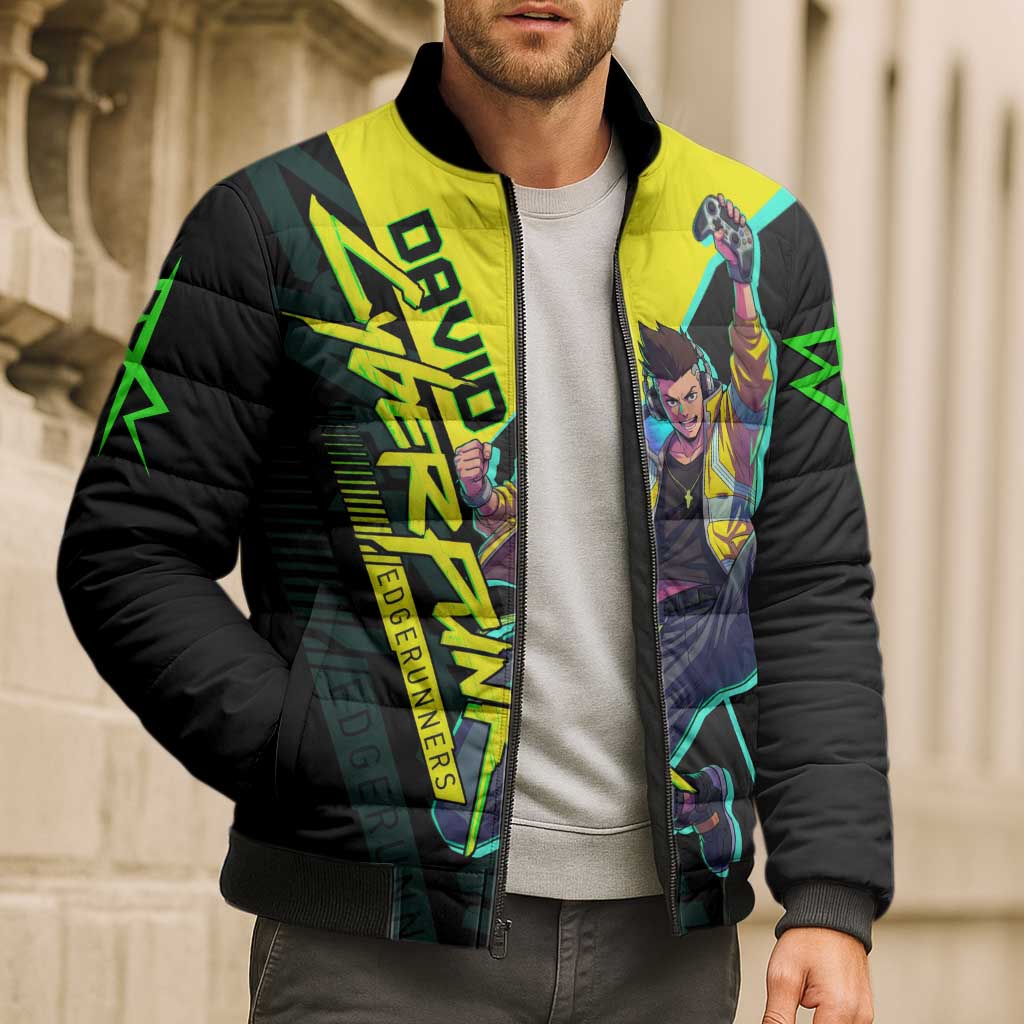 David Martinez Cyberpunk Edgerunners Bomber Puffer Jacket Futuristic Neon Anime Style