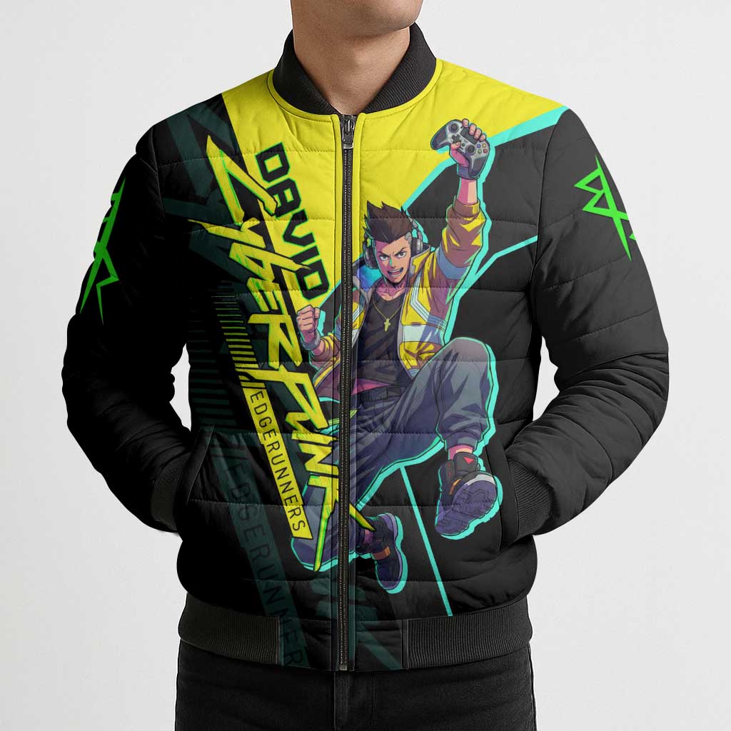 David Martinez Cyberpunk Edgerunners Bomber Puffer Jacket Futuristic Neon Anime Style
