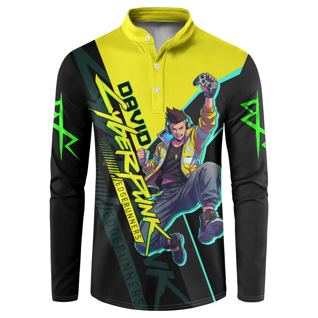 David Martinez Cyberpunk Edgerunners Button Sweatshirt Futuristic Neon Anime Style