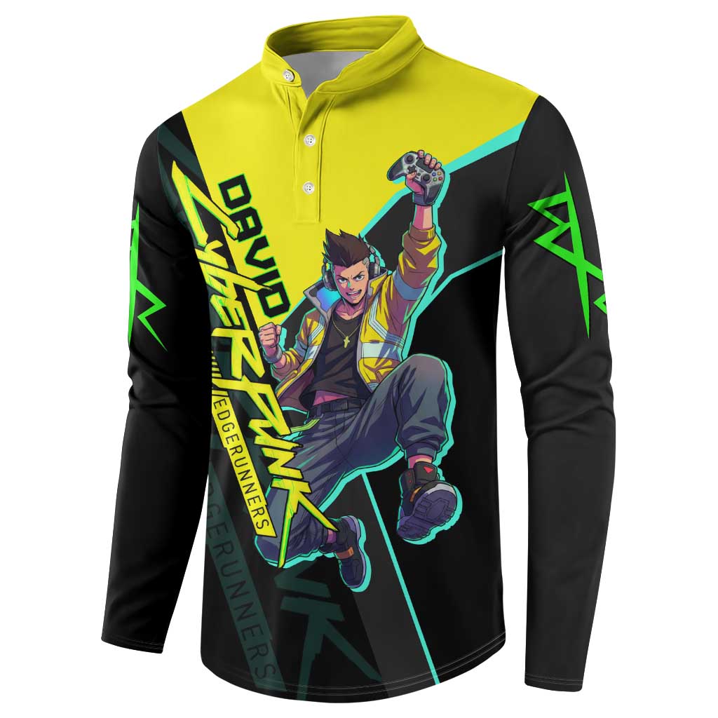 David Martinez Cyberpunk Edgerunners Button Sweatshirt Futuristic Neon Anime Style