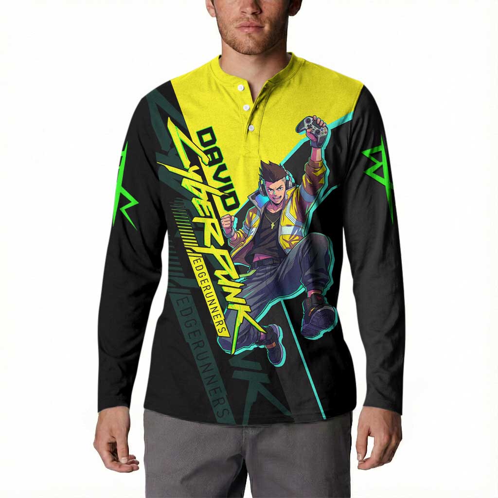 David Martinez Cyberpunk Edgerunners Button Sweatshirt Futuristic Neon Anime Style