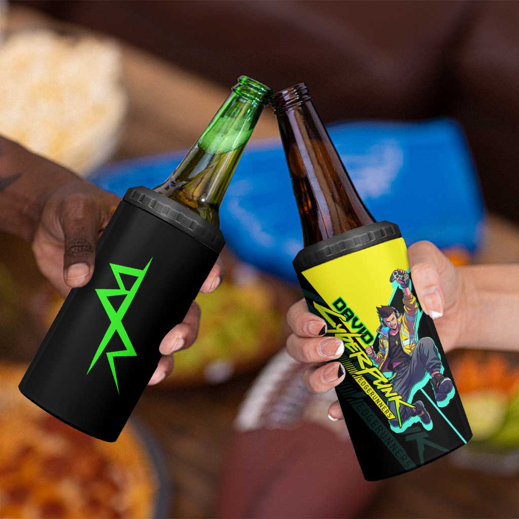 David Martinez Cyberpunk Edgerunners 4 in 1 Can Cooler Tumbler Futuristic Neon Anime Style