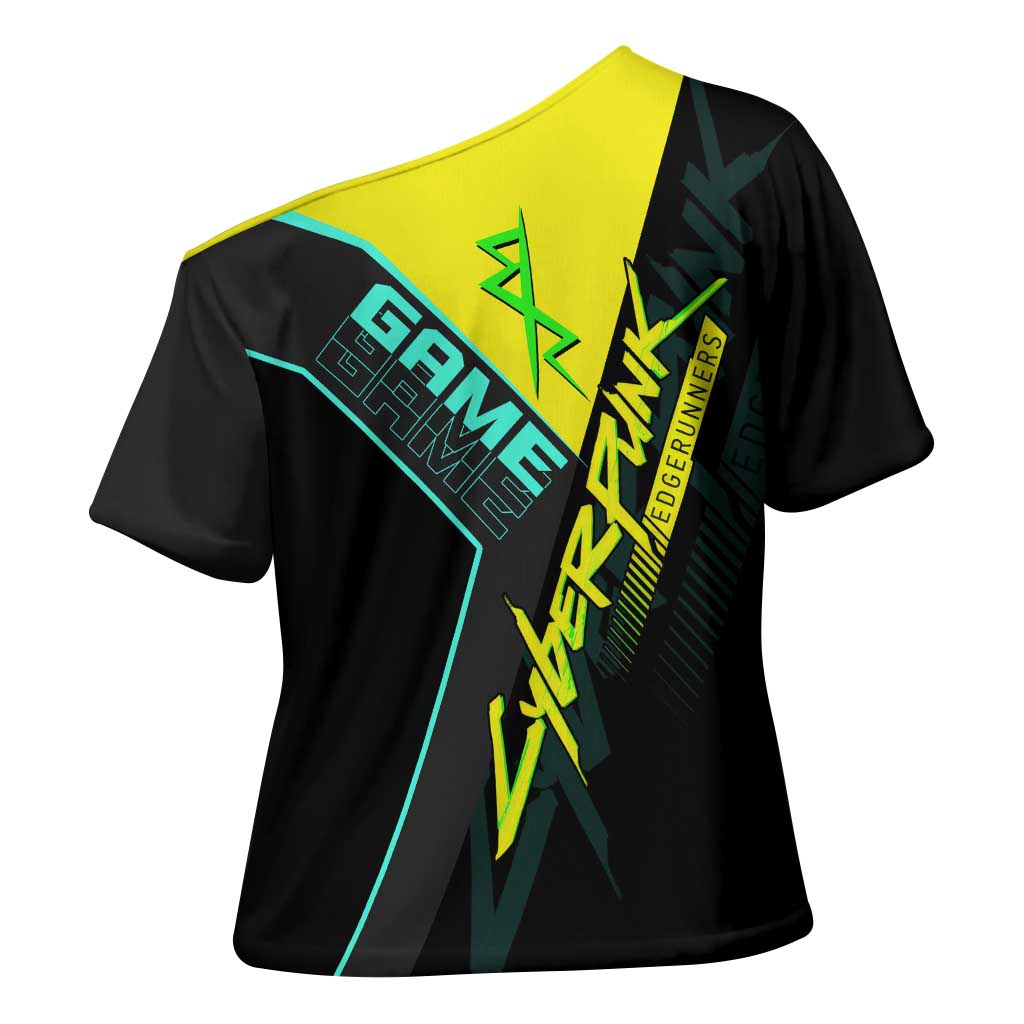 David Martinez Cyberpunk Edgerunners Cross Shoulder Shirt Futuristic Neon Anime Style