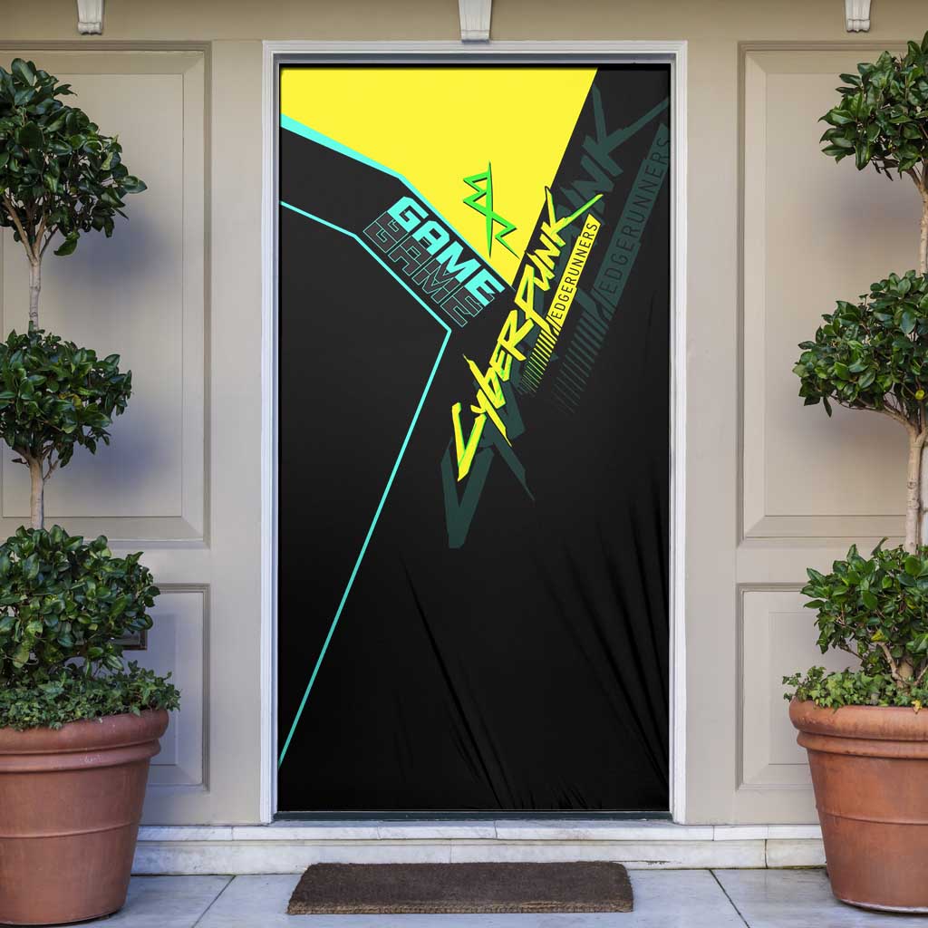 David Martinez Cyberpunk Edgerunners Door Cover Futuristic Neon Anime Style
