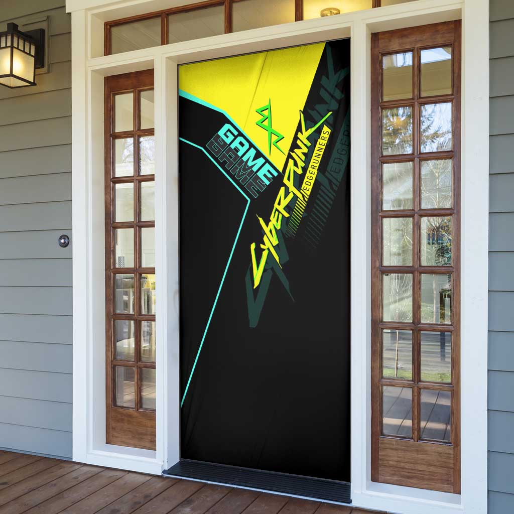 David Martinez Cyberpunk Edgerunners Door Cover Futuristic Neon Anime Style