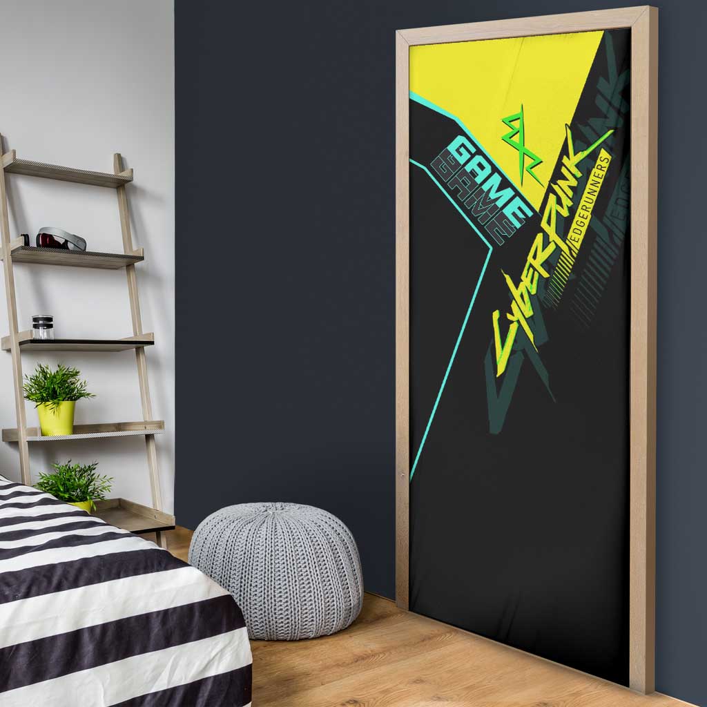 David Martinez Cyberpunk Edgerunners Door Cover Futuristic Neon Anime Style