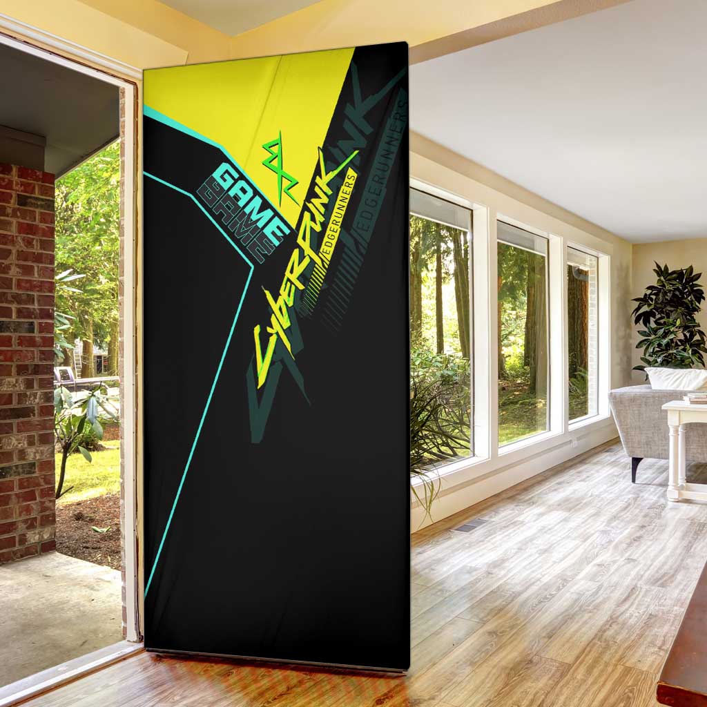 David Martinez Cyberpunk Edgerunners Door Cover Futuristic Neon Anime Style