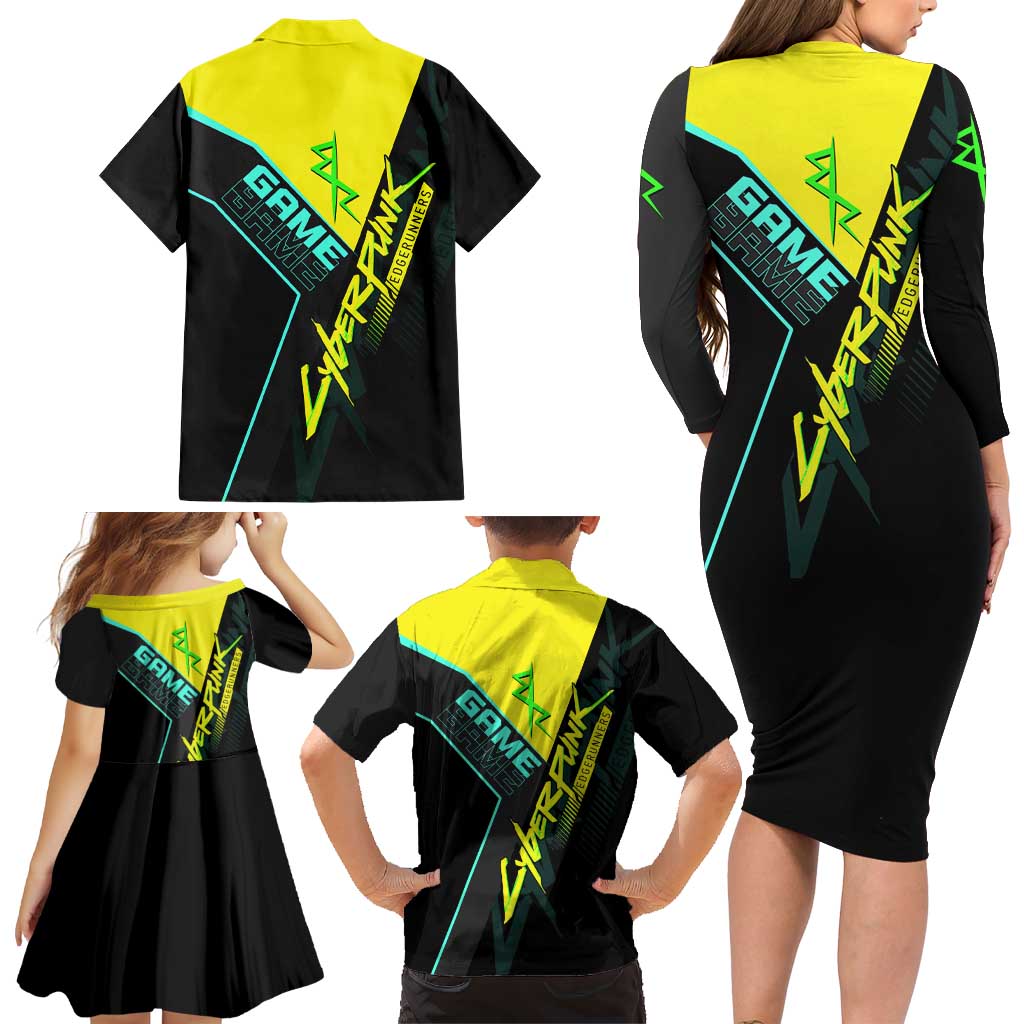 David Martinez Cyberpunk Edgerunners Family Matching Long Sleeve Bodycon Dress and Hawaiian Shirt Futuristic Neon Anime Style