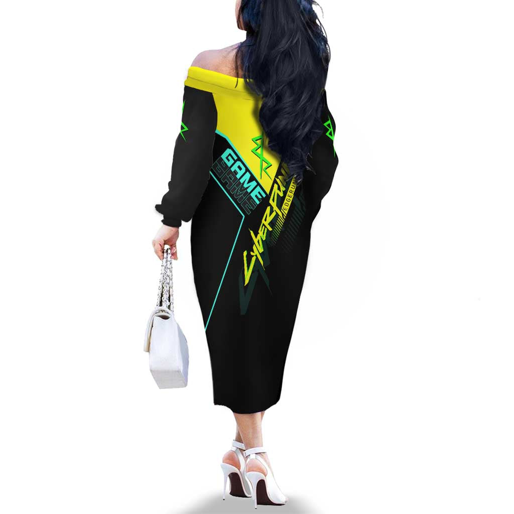 David Martinez Cyberpunk Edgerunners Family Matching Off The Shoulder Long Sleeve Dress and Hawaiian Shirt Futuristic Neon Anime Style