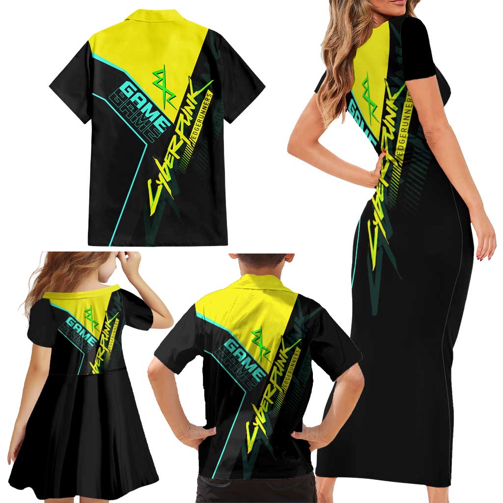 David Martinez Cyberpunk Edgerunners Family Matching Short Sleeve Bodycon Dress and Hawaiian Shirt Futuristic Neon Anime Style